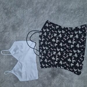 Wallflower White Bralette & Floral Crop Top Bundle